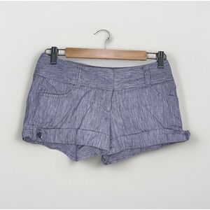 Vintage Y2K Women's Charolette Russe Linen Cotton Striped‎ Shorts Gray Size 3